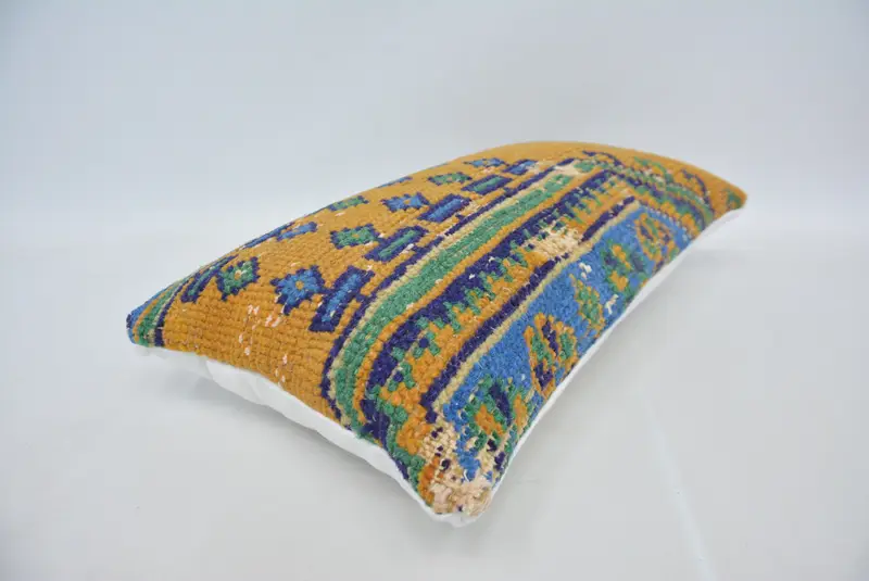 Art Deco Pillow Sham, Comfy Throw Cushion, Pillow Case, Ethnical Kilim Rug Pillow, 12x20 Orange Pillow Cover, Vintage Pillow, Home Decor Pillow - 6