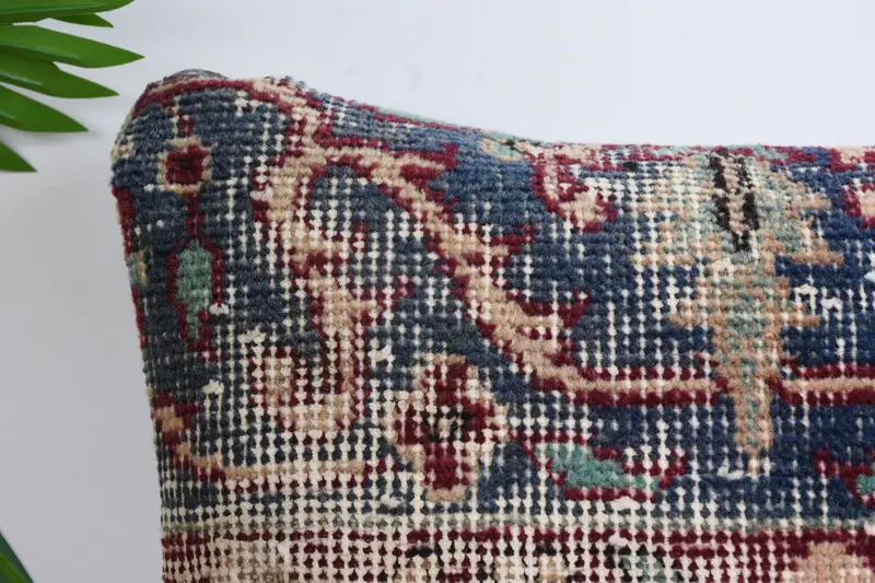 Turkish Pillow, Garden Cushion Cover, Vintage Kilim Pillow, Pillow Sham, Handmade Rug Seat Cushion, Home Decor Pillow, 14x14 Blue Pillow Case - 2
