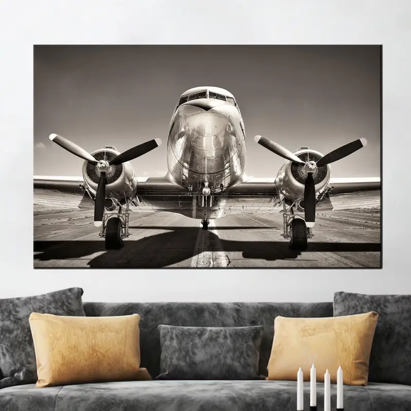 エレガントな飛行機キャンバスプリント: 飛行機愛好家へのギフトに最適です。