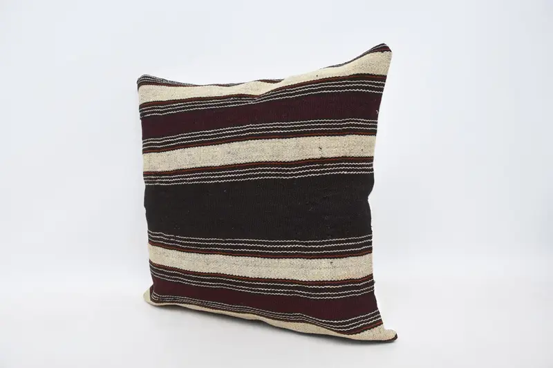 Vintage Kilim Pillow, Pillow Case, 20x20 Brown Cushion Cover, Cotton Cushion Cover, Vintage Kilim Throw Pillow, Kilim Pillow Cover - 4