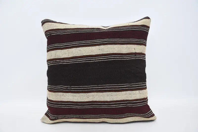 Vintage Kilim Pillow, Pillow Case, 20x20 Brown Cushion Cover, Cotton Cushion Cover, Vintage Kilim Throw Pillow, Kilim Pillow Cover - 1