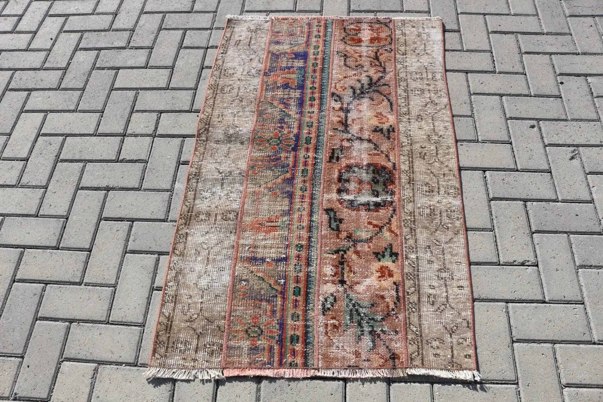 2.6x4.1 ft Small Vintage Turkish Rug, Brown Ombré Wool Rug - 1
