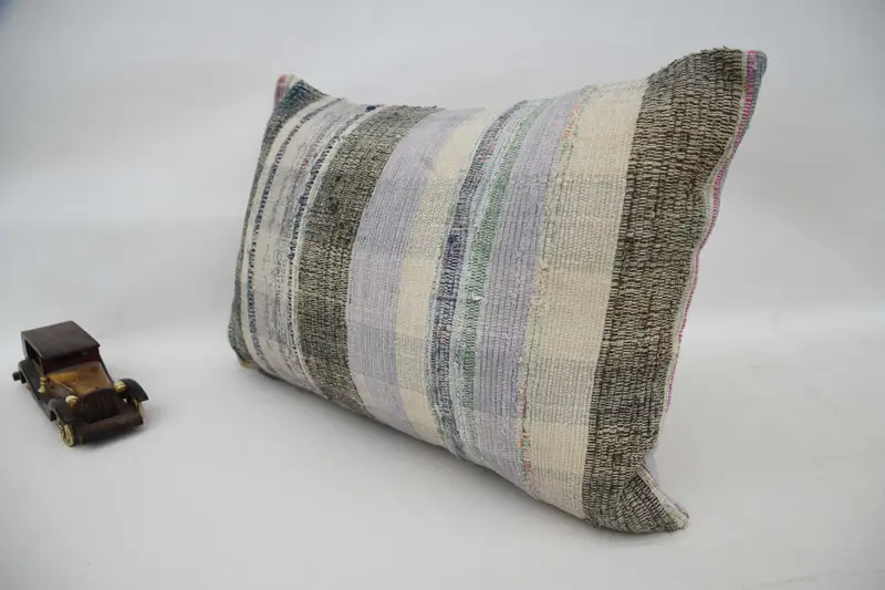 Vintage Kilim Throw Pillow, Bright Cushion Cover, 16x24 Purple Cushion Cover, Kilim Pillow Cover, Pillow Cover, Ethnical Kilim Rug Pillow - 5