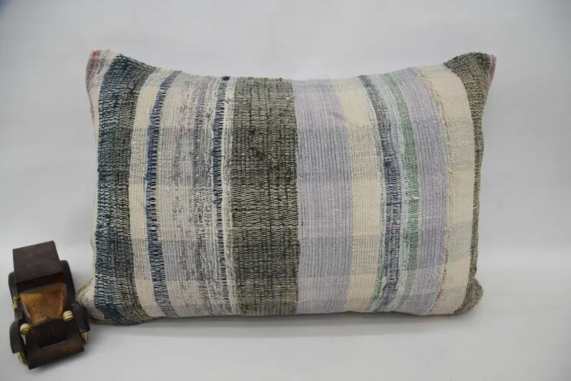 Vintage Kilim Throw Pillow, Bright Cushion Cover, 16x24 Purple Cushion Cover, Kilim Pillow Cover, Pillow Cover, Ethnical Kilim Rug Pillow - 1