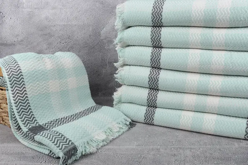 90x80 Cotton Striped Towel, First Wedding Anniversary Gift, Custom Blanket, Valentines Day Gift For Him, Custom Wedding Gifts, Housewarming Gift - 3