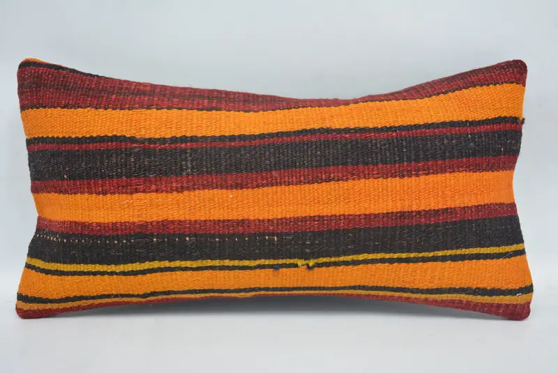 Pillow Case, Boho Pillow, Ethnic Throw Cushion Cover, Antique Pillows, Tribal Pillow Sham, 8x16 Orange Cushion, Pillow for Sofa - 1