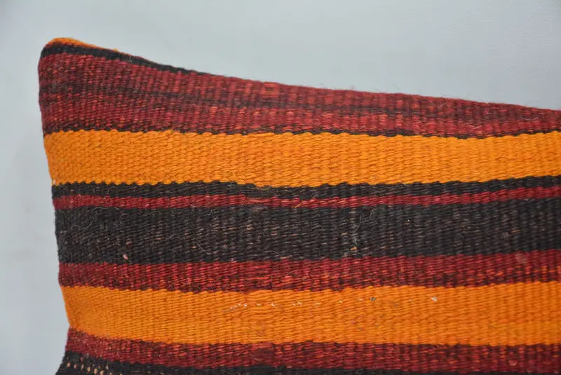 Pillow Case, Boho Pillow, Ethnic Throw Cushion Cover, Antique Pillows, Tribal Pillow Sham, 8x16 Orange Cushion, Pillow for Sofa - 2
