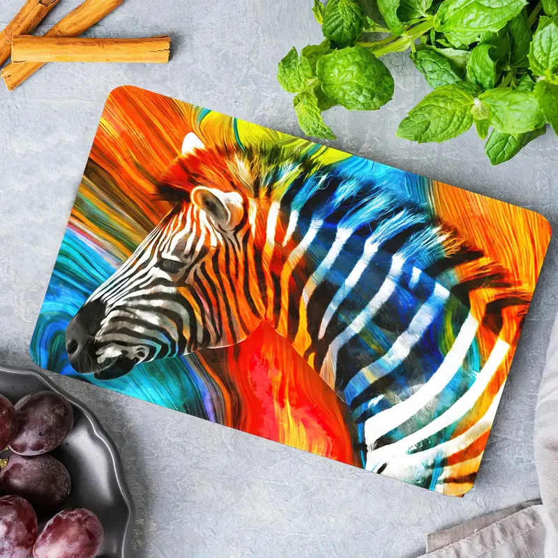 Renkli Zebra Cam Kesme Tahtası, Modern Mutfağın Temeli