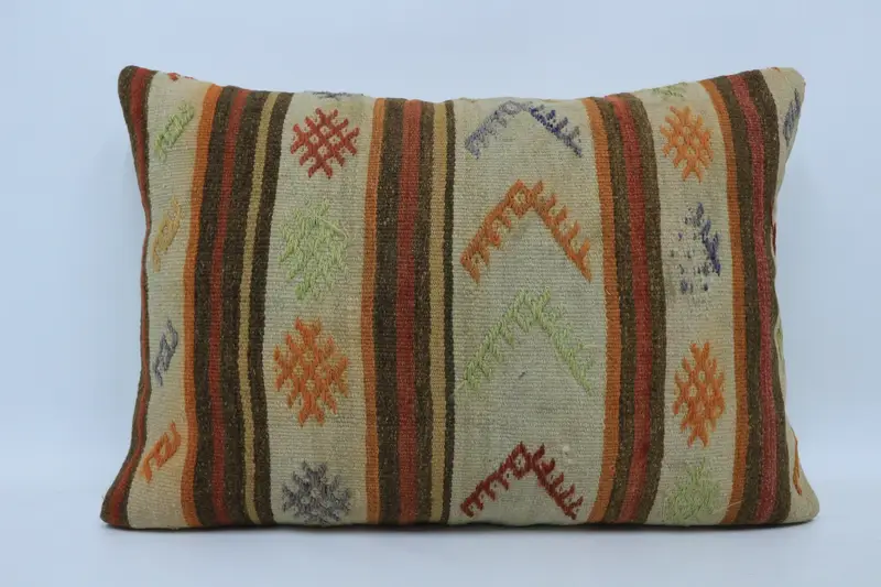 20x28 Beige Cushion Case, Pillow Cover, Antique Pillows, Vintage Kilim Throw Pillow, Ethnical Kilim Rug Pillow, Retro Throw Cushion - 1
