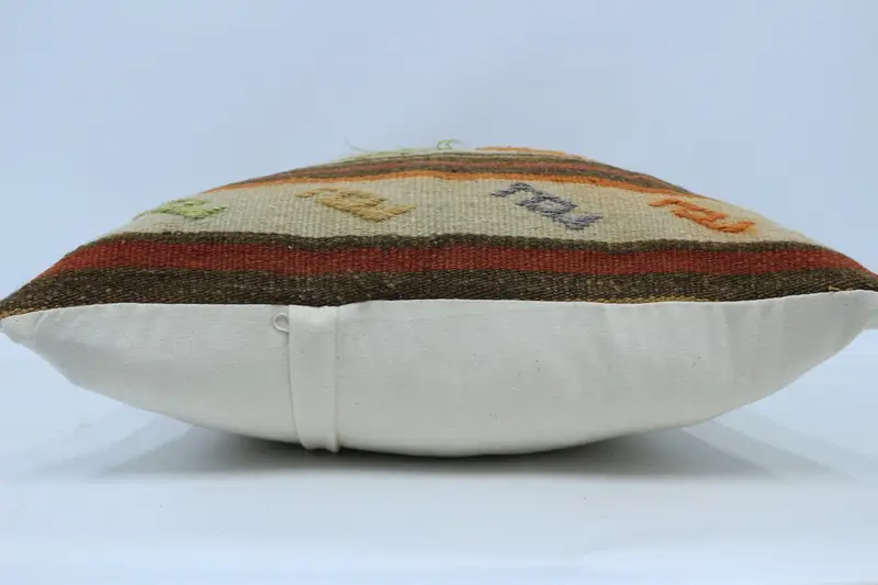 20x28 Beige Cushion Case, Pillow Cover, Antique Pillows, Vintage Kilim Throw Pillow, Ethnical Kilim Rug Pillow, Retro Throw Cushion - 5