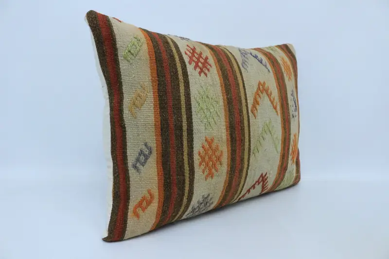 20x28 Beige Cushion Case, Pillow Cover, Antique Pillows, Vintage Kilim Throw Pillow, Ethnical Kilim Rug Pillow, Retro Throw Cushion - 3