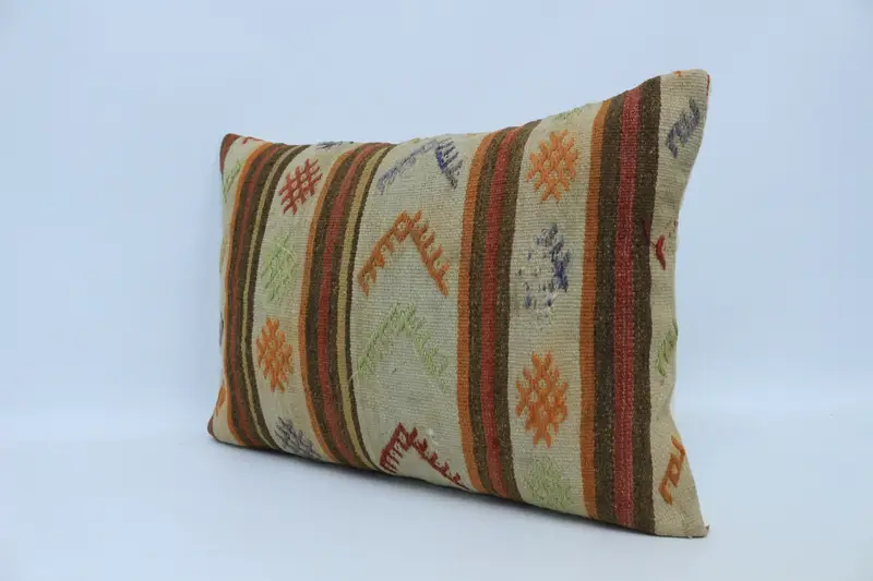 20x28 Beige Cushion Case, Pillow Cover, Antique Pillows, Vintage Kilim Throw Pillow, Ethnical Kilim Rug Pillow, Retro Throw Cushion - 4