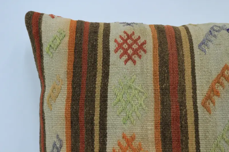20x28 Beige Cushion Case, Pillow Cover, Antique Pillows, Vintage Kilim Throw Pillow, Ethnical Kilim Rug Pillow, Retro Throw Cushion - 2