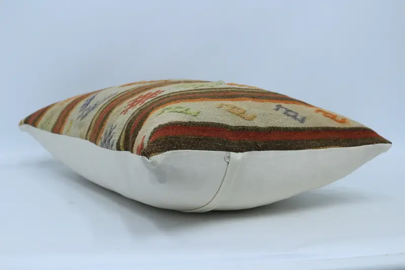 20x28 Beige Cushion Case, Pillow Cover, Antique Pillows, Vintage Kilim Throw Pillow, Ethnical Kilim Rug Pillow, Retro Throw Cushion - 6