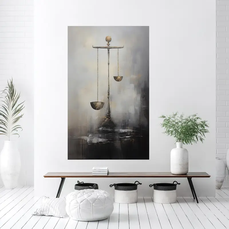 Zarif Baskılı Cam: Ölçek, Denge ve Adalet Teması