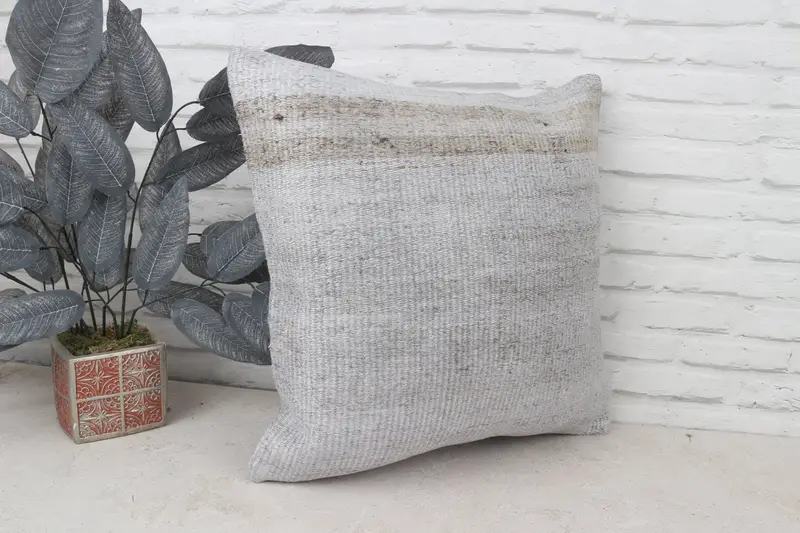 20x20 Gray Cushion Case, Pillow Cover, Antique Pillows, Gift Pillow, Boho Pillow Sham Cover, Turkish Corner Pillow Cover - 4