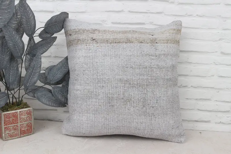 20x20 Gray Cushion Case, Pillow Cover, Antique Pillows, Gift Pillow, Boho Pillow Sham Cover, Turkish Corner Pillow Cover - 1