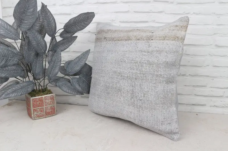 20x20 Gray Cushion Case, Pillow Cover, Antique Pillows, Gift Pillow, Boho Pillow Sham Cover, Turkish Corner Pillow Cover - 5