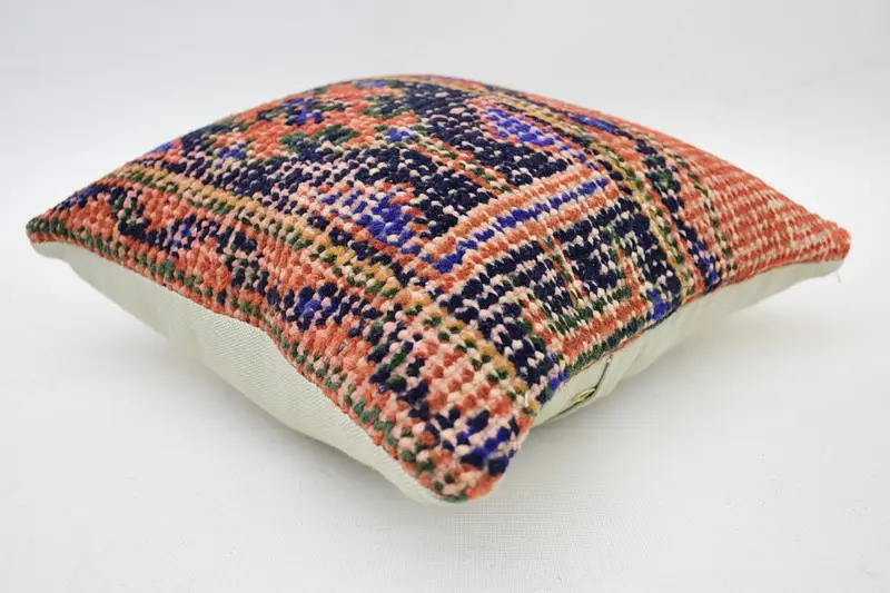Kilim Pillow Cover, Bolster Throw Pillow Case, Gift Pillow, Pillow Cover, Turkish Kilim Pillow, Neutral Pillow Cover, 12x12 Orange Pillow Cover - 6