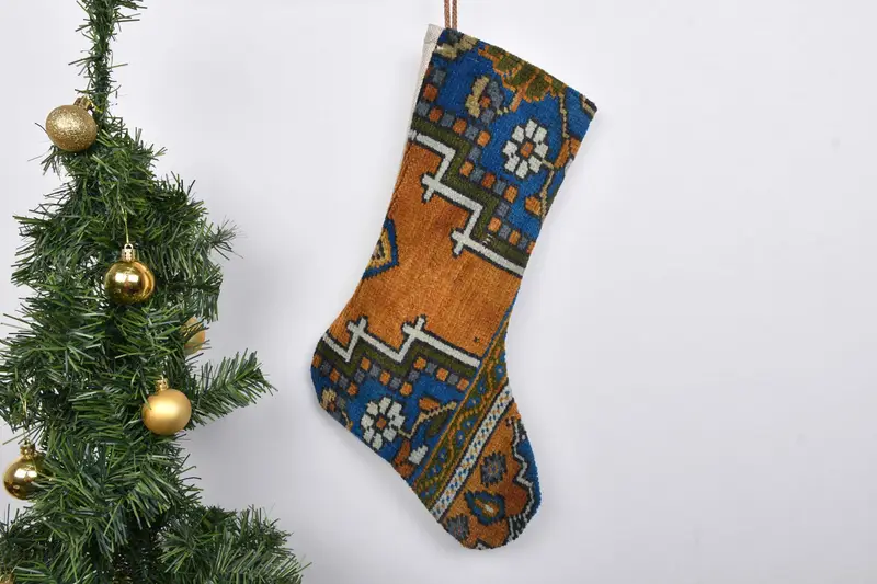 Patrón de adornos navideños, calcetín navideño de 7 pulgadas de ancho