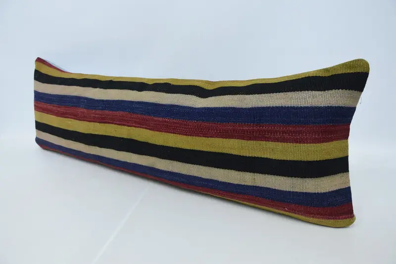 Handmade Kilim Cushion, 16x48 Beige Cushion Case, Cushion, Floor Pillow Sham, Decorative Throw Pillow Sham, Pillow for Couch, Boho Pillow Sham Cover - 4