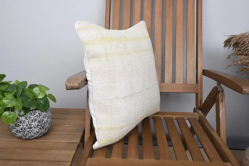 Kilim Cushion Sham, Turkish Kilim Pillow, 18x18 Beige Pillow Cover, Cushion Case, Traditional Cushion, Kilim Rug Pillow Sham, Vintage Pillow - 2