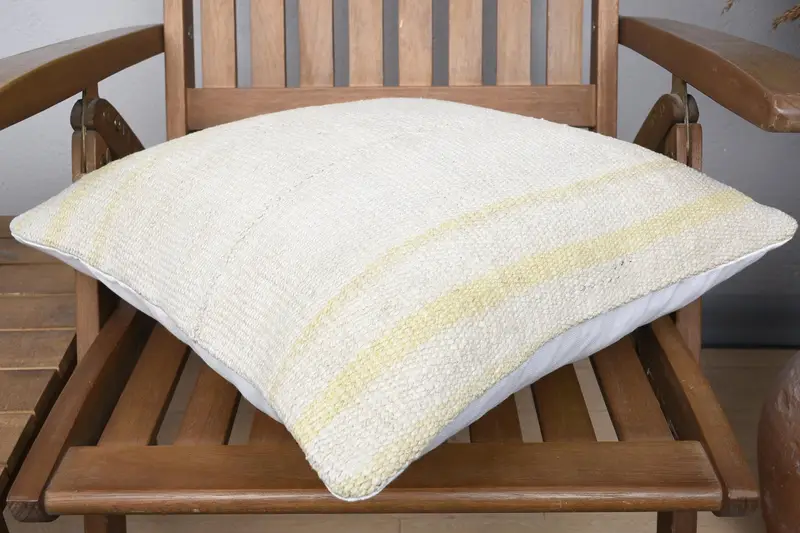 Kilim Cushion Sham, Turkish Kilim Pillow, 18x18 Beige Pillow Cover, Cushion Case, Traditional Cushion, Kilim Rug Pillow Sham, Vintage Pillow - 4