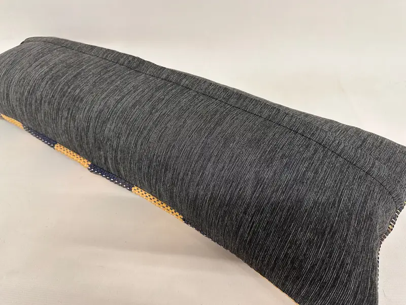 キリム枕カバー、キリムクッションシャム、装飾ボルスター枕のシャム、ボーホー枕カバー、クッション、12x36黄色の枕カバー - 7