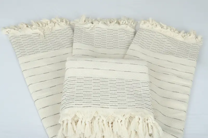 Personalized Gifts, Boho Throw Blankets, 98x92 Cotton Striped Design Towel, Embroidered Bedspread, Decorative Bedspread, Bachelorette Party Favors - 5