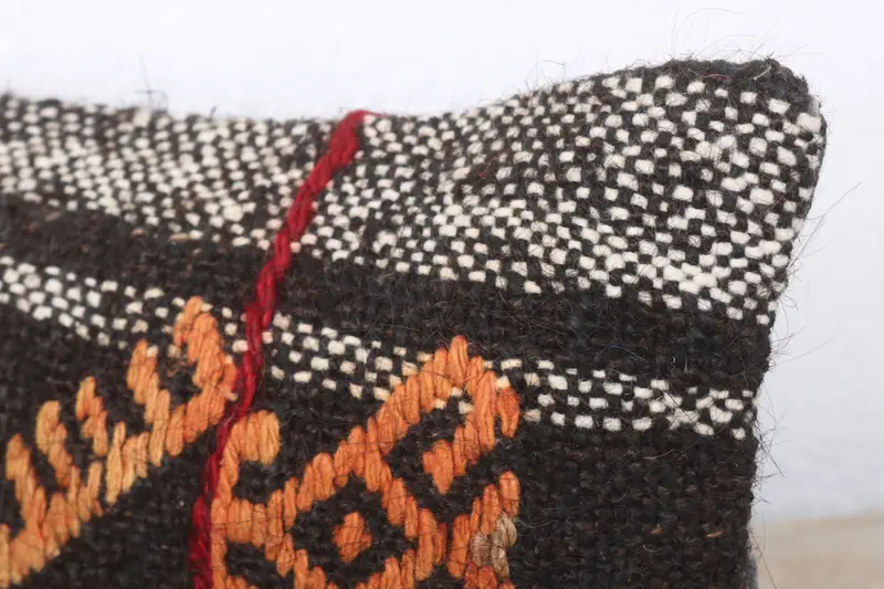 Cushion, Turkish Pillow, Comfy Throw Cushion, 8x16 Brown Pillow Cover, Throw Kilim Pillow, Kilim Pillow Cover, One Of A Kind Cushion Case - 5