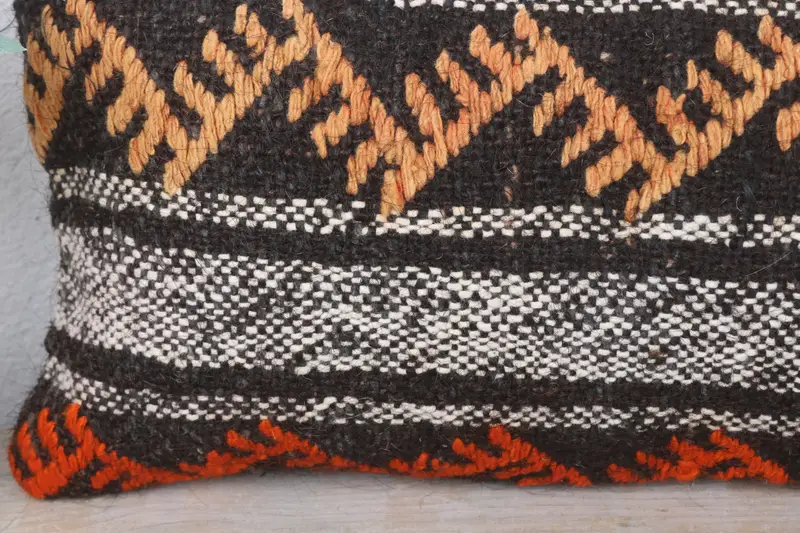 Cushion, Turkish Pillow, Comfy Throw Cushion, 8x16 Brown Pillow Cover, Throw Kilim Pillow, Kilim Pillow Cover, One Of A Kind Cushion Case - 3