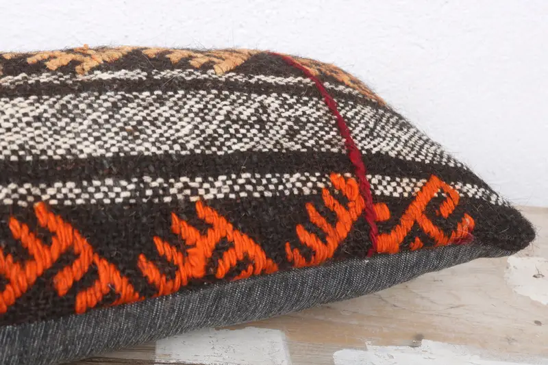 Cushion, Turkish Pillow, Comfy Throw Cushion, 8x16 Brown Pillow Cover, Throw Kilim Pillow, Kilim Pillow Cover, One Of A Kind Cushion Case - 6