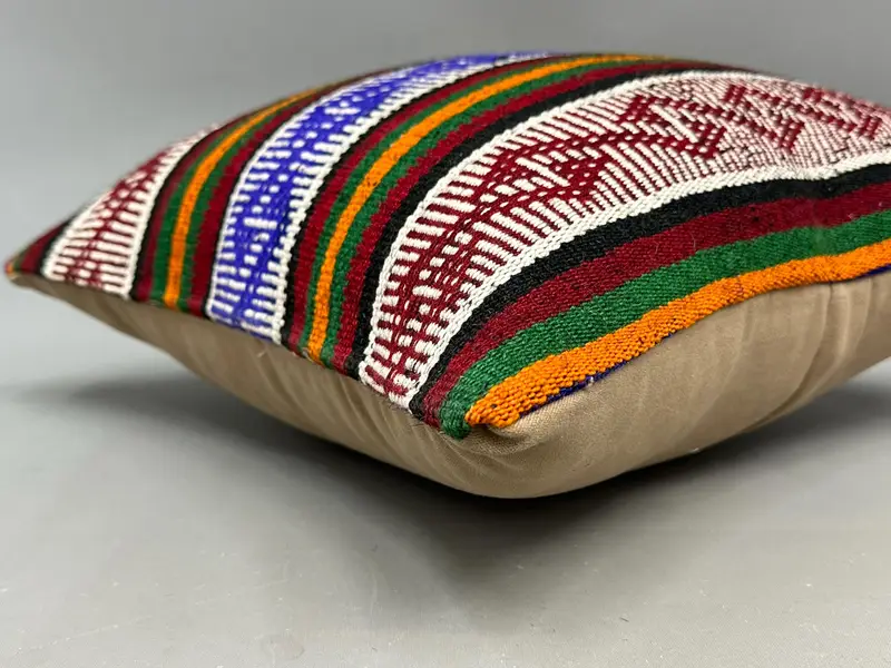 Vintage Kilim Throw Pillow, Rustic Cushion Cover, Home Decor Pillow, 18x18 Blue Cushion Case, Pillow Sham, Interior Designer Pillow - 6