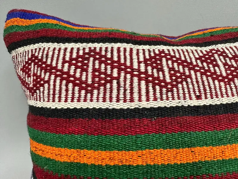 Vintage Kilim Throw Pillow, Rustic Cushion Cover, Home Decor Pillow, 18x18 Blue Cushion Case, Pillow Sham, Interior Designer Pillow - 5