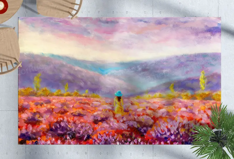 Spring Landscape Printed Rug: Nature-Inspired Modern Home Decor