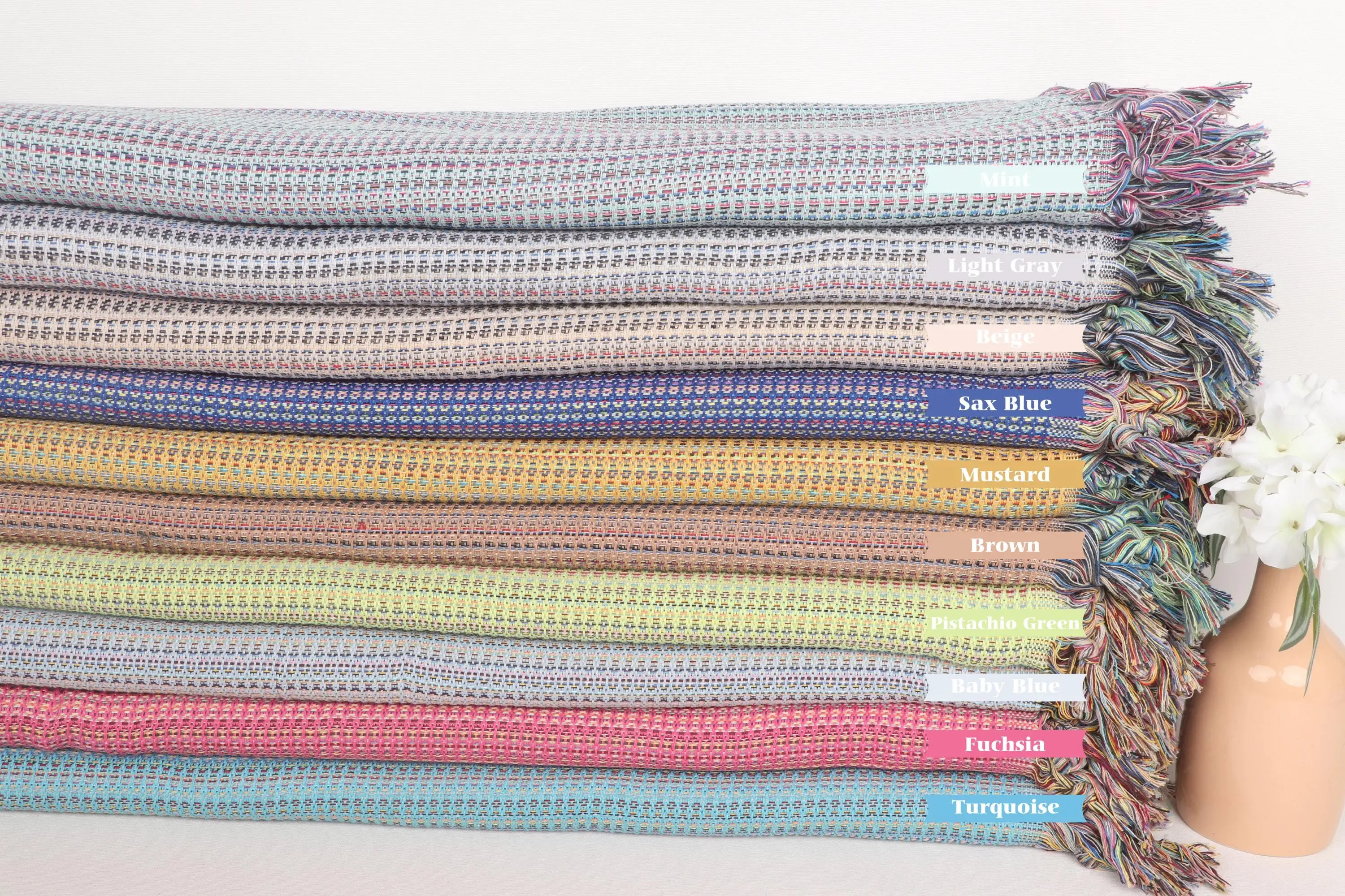 79x99 inches Cotton Blanket, Gothic Geometric Pattern, Recycled Organic - 1