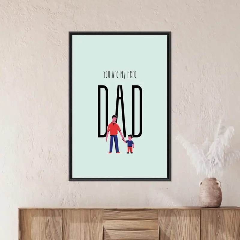 Modern My Hero Dad Canvas Wall Art, Father’s Day Gift From Kids, Personalized Dad Gift - 1