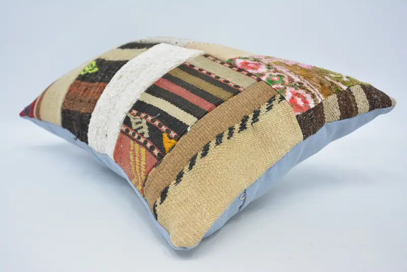 Accent Throw Pillow Cover, Boho Pillow, Pillow Sham, Ethnical Kilim Rug Pillow, Vintage Pillow, Lounge Throw Cushion, 16x24 White Pillow Sham - 6