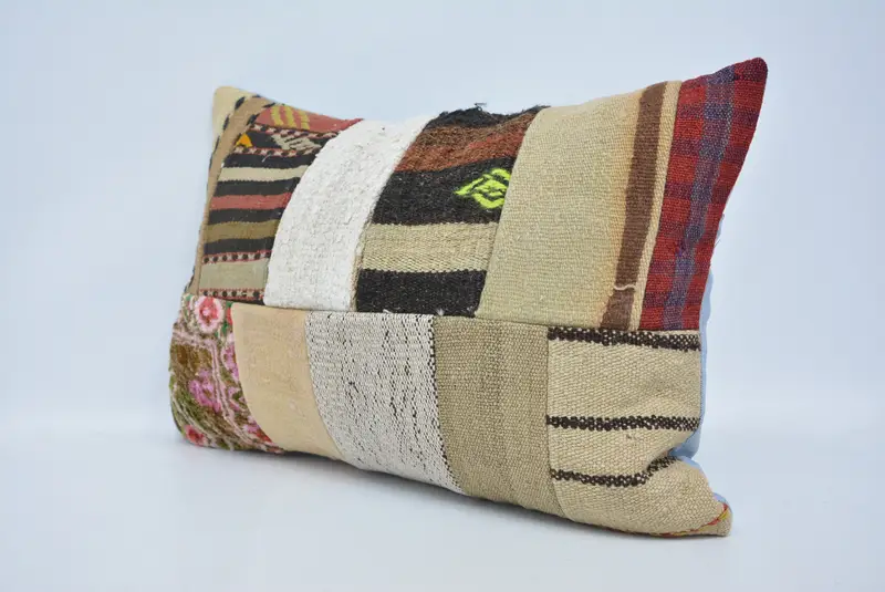 Accent Throw Pillow Cover, Boho Pillow, Pillow Sham, Ethnical Kilim Rug Pillow, Vintage Pillow, Lounge Throw Cushion, 16x24 White Pillow Sham - 4