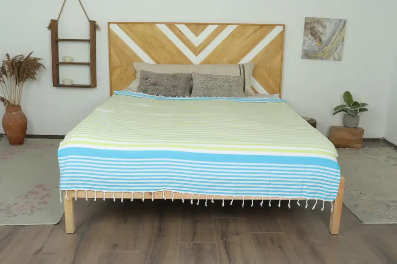 Woven Blanket, Woven Throw Blanket, Bachelorette Party Items, Shower Curtain, 84x64 Cotton Striped Towel, Bohemian Bedspread, Custom Wedding Gifts - 1