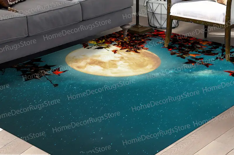 Bedruckter Teppich mit himmlischer Mondansicht: Moderne Mondlandschaftsdekoration