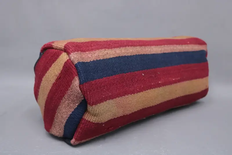 Red & Bronze Wool Pillow Cover, 8x20 Inch Decorative Pillow