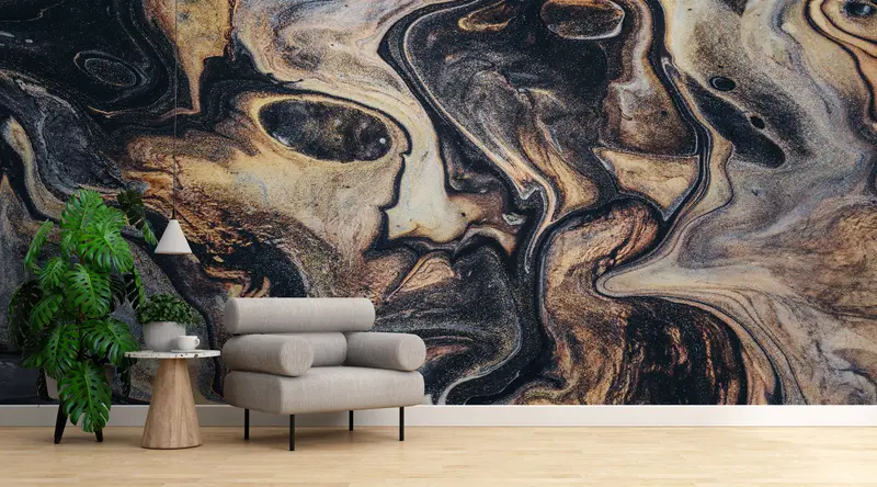 Bright Wall Paper, Paper Wall Art, Wall Paper Peel and Stick, Abstract Gold Wall Art, Gold Marble Wall Decor, , Shimmery Wall Art, - 6