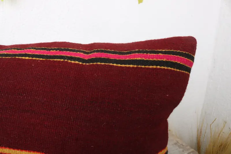 Throw Kilim Pillow, Boho Chic Pillow, Antique Pillows, Vintage Kilim Throw Pillow, Neutral Pillow, 12x24 Purple Pillow Case, Pillow - 5