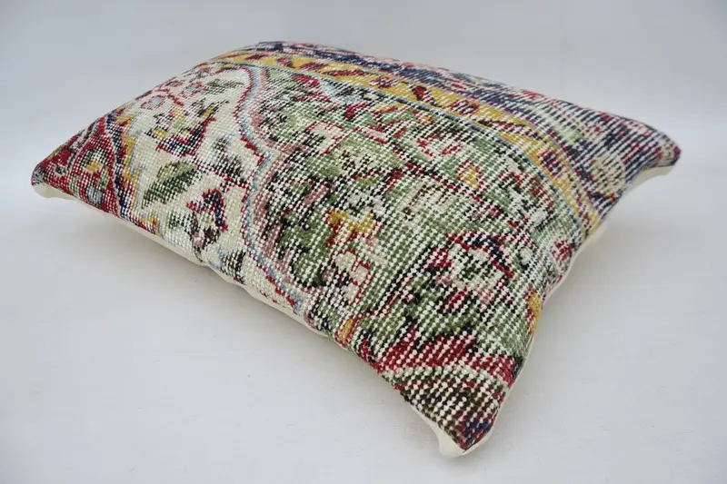 Vintage Pillow, 16x24 Beige Cushion Case, Pillow, Living Room Throw Cushion, Chair Cushion, Ethnical Kilim Rug Pillow, Handmade Kilim Cushion - 6