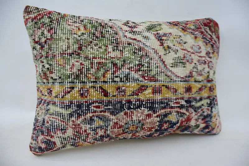 Vintage Pillow, 16x24 Beige Cushion Case, Pillow, Living Room Throw Cushion, Chair Cushion, Ethnical Kilim Rug Pillow, Handmade Kilim Cushion - 2