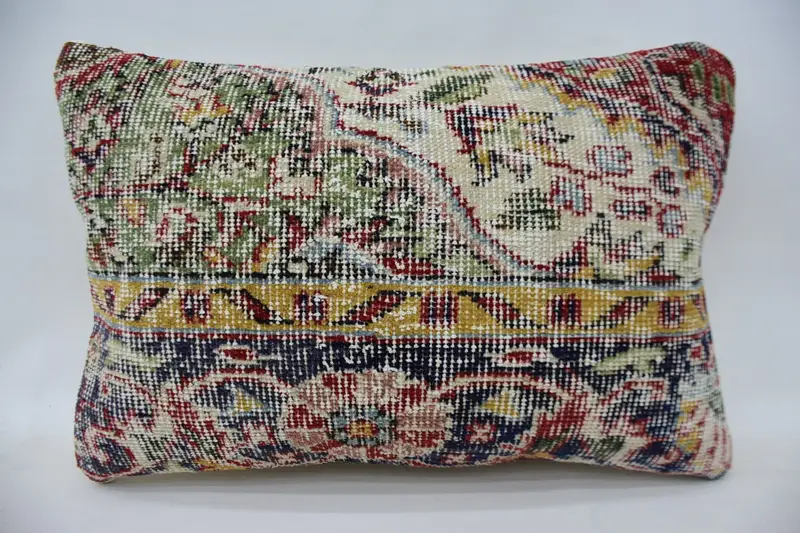 Vintage Pillow, 16x24 Beige Cushion Case, Pillow, Living Room Throw Cushion, Chair Cushion, Ethnical Kilim Rug Pillow, Handmade Kilim Cushion - 1