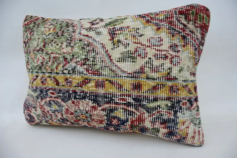 Vintage Pillow, 16x24 Beige Cushion Case, Pillow, Living Room Throw Cushion, Chair Cushion, Ethnical Kilim Rug Pillow, Handmade Kilim Cushion - 3