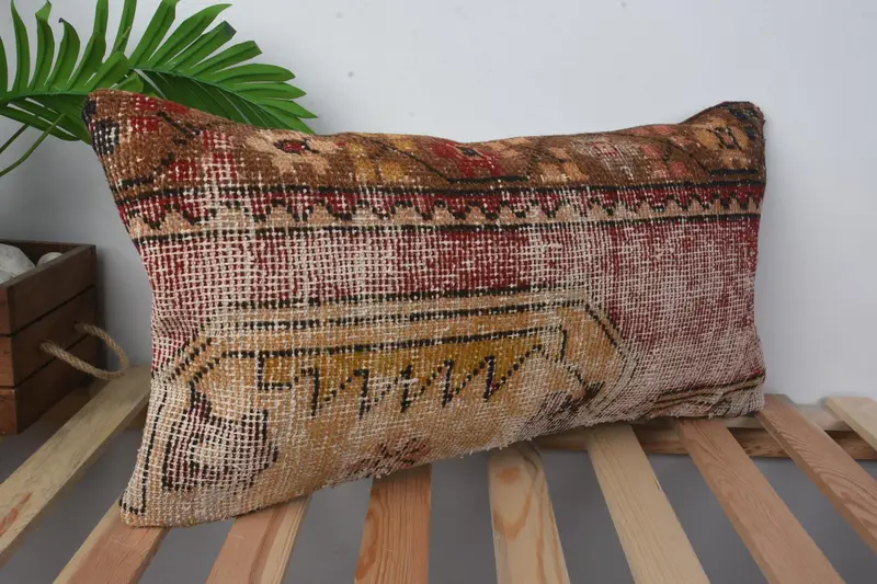 12x24 Yellow Pillow Sham, Turkish Kilim Pillow, Cushion Case, Kilim Cushion Sham, Outdoor Patio Pillow Sham, Ethnical Kilim Rug Pillow - 5