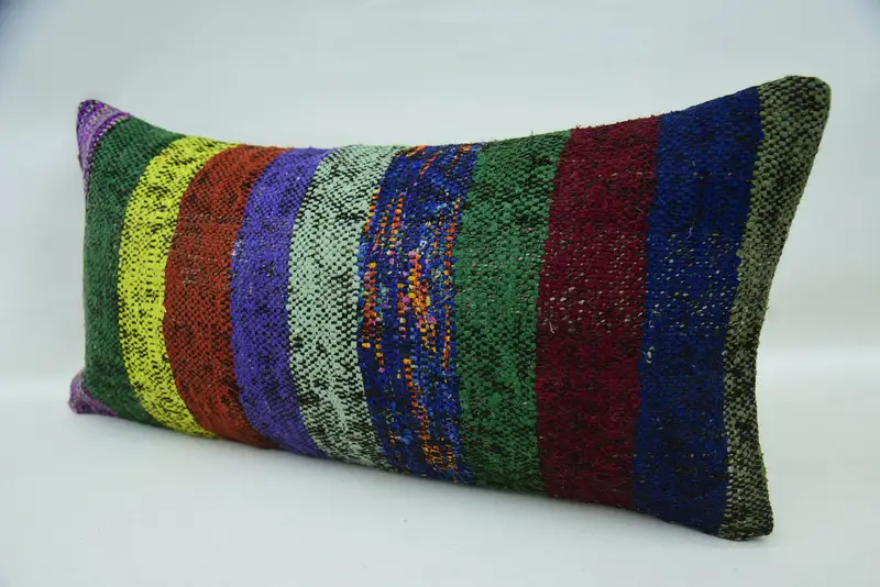 Custom Cushion, 12x24 Green Pillow Sham, Aesthetic Cushion, Vintage Kilim Throw Pillow, Boho Pillow Sham Cover, Cushion, Turkish Pillow - 3